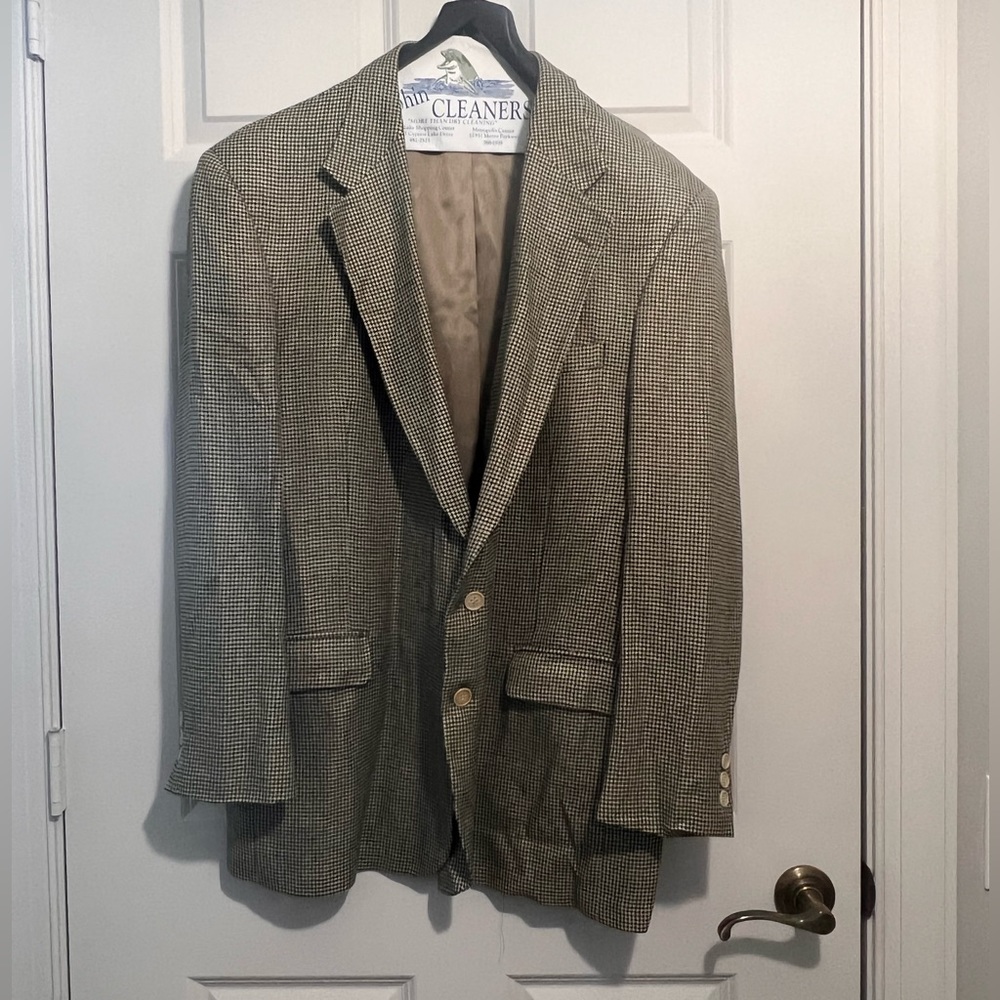 VINTAGE BOTANY 500 TAN/ BLACK HOUNDSTOOTH MENS SPORT COAT